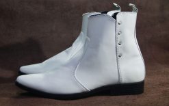 Giày boot nam màu trắng da bò thật. Mã số: B165