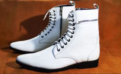 Giày boot nam màu trắng da bò thật. Mã số: B170