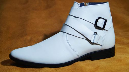 Giày boot nam màu trắng da bò thật. Mã số: B174 - Hình ảnh 2