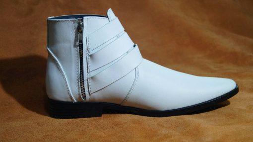 Giày boot nam màu trắng da bò thật. Mã số: B174 - Hình ảnh 3