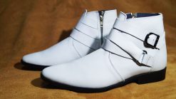 Giày boot nam màu trắng da bò thật. Mã số: B174