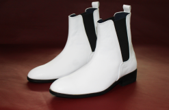 Giày boot nam chelsea màu trắng da bò thật. Mã số: B193