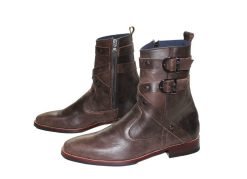 Giày boot nam da bò toàn bộ đế da gót gỗ. Mã số: B198