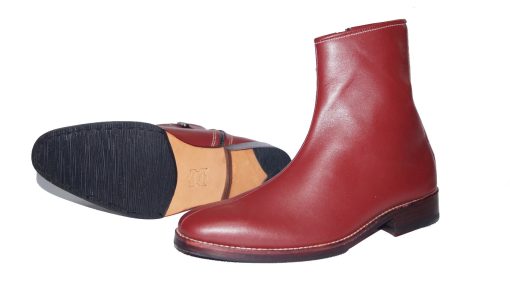 Giày boot nam màu đỏ da bò toàn bộ đế da gót gỗ. Mã số: B221 - Hình ảnh 4