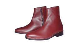 Giày boot nam màu đỏ da bò toàn bộ đế da gót gỗ. Mã số: B221