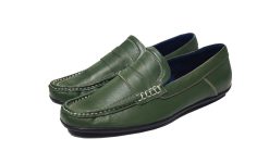 Giày mọi nam màu xanh lục da bò thật. Mã số: M131