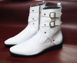 Giày boot nam màu trắng da bò thật. Mã số: B231