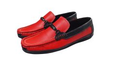 Giày mọi nam màu đỏ da bò thật. Mã số: M142