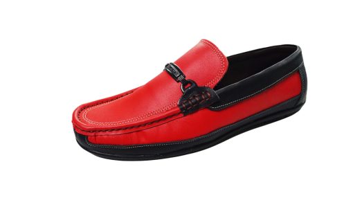 Giày mọi nam màu đỏ da bò thật. Mã số: M142 - Hình ảnh 2