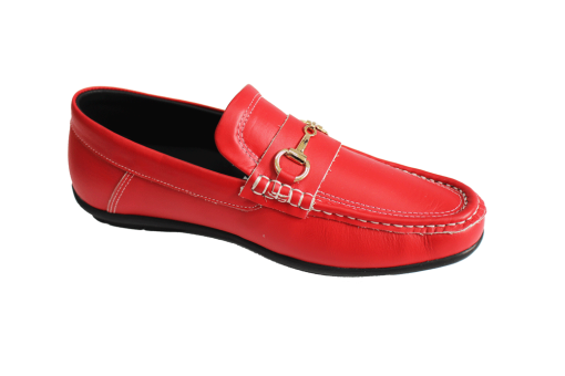 Giày mọi nam màu đỏ da bò thật. Mã số: M148 - Hình ảnh 3