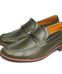 Giày mọi nam xanh rêu da bò thật. Mã số: M155