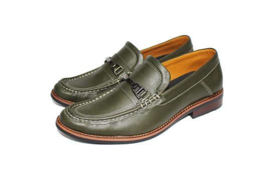 Giày mọi nam xanh rêu da bò thật. Mã số: M155