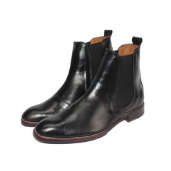 Giày Chelsea Boots đế da gót gỗ màu đen da bò thật. Mã số: B275