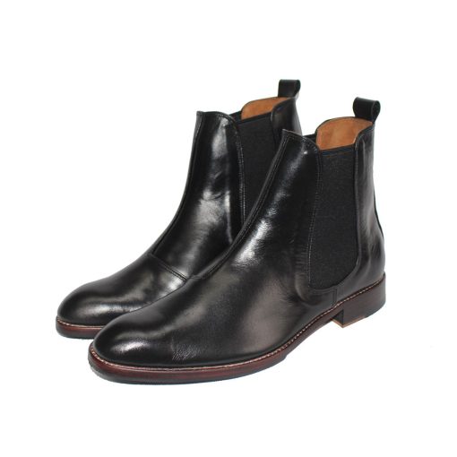Giày Chelsea Boots đế da gót gỗ màu đen da bò thật. Mã số: B275
