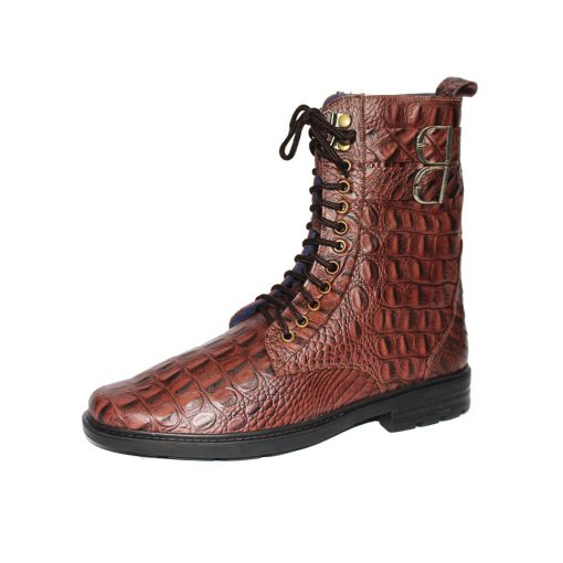 Giày Dress Boots da bò thật dập vân cá sấu. Mã số: B276 - Hình ảnh 3