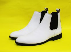 Giày boot chelsea da bò màu trắng da bò thật. Mã số: B280