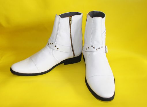Giày boot da bò màu trắng da bò thật. Mã số: B279 - Hình ảnh 3