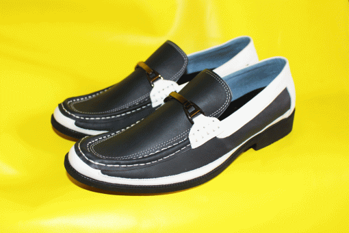 Giày mọi nam màu xanh trắng da bò thật. Mã số: M170