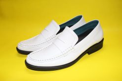 Giày lười nam màu trắng da bò đế cao. Mã số: M173