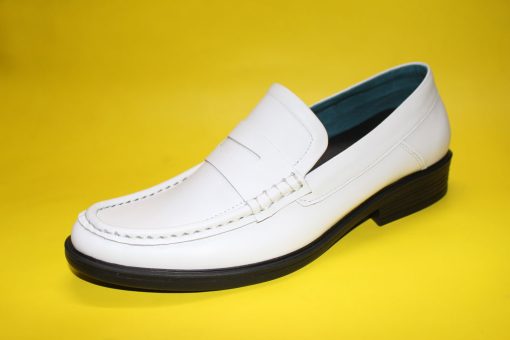 Giày lười nam màu trắng da bò đế cao. Mã số: M173 - Hình ảnh 3