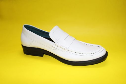 Giày lười nam màu trắng da bò đế cao. Mã số: M173 - Hình ảnh 2