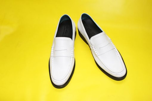 Giày lười nam màu trắng da bò đế cao. Mã số: M173 - Hình ảnh 4