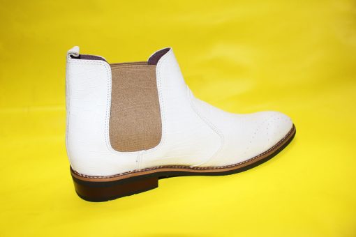 Giày Chelsea Boots màu trắng vân cá sấu da bò thật. Mã số: B301 - Hình ảnh 3