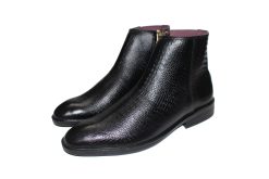 Giày Boots Nam Màu Đen Da Bò Dập Vân Cá Sấu. Mã Số: B311