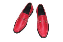 Giày mọi nam màu đỏ da bò đế cao. Mã số: M174