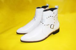 Giày boot nam da bò thật màu trắng. Mã số: B326