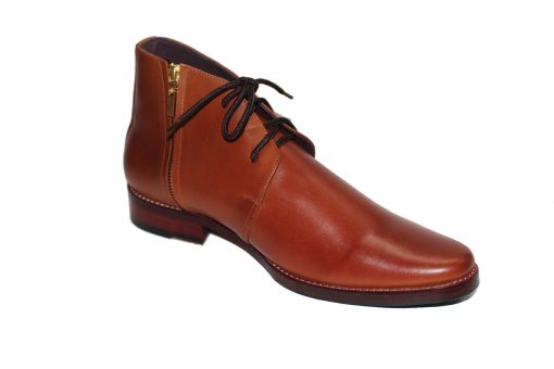 Giày boots cổ lửng đế da gót gỗ da bò thật. Mã số: B332 - Hình ảnh 2