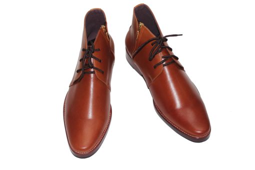 Giày boots cổ lửng đế da gót gỗ da bò thật. Mã số: B332