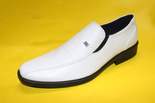 Giày Tây Nam Loafer màu trắng Da Bò Dập Vân Cá Sấu Trắng. Mã Số: T353 - Hình ảnh 3