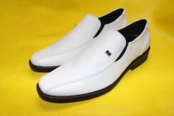 Giày Tây Nam Loafer màu trắng Da Bò Dập Vân Cá Sấu Trắng. Mã Số: T353