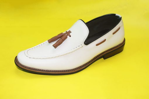 Giày Tây Nam Loafer Màu Trắng Da Bò Thật. Mã Số: T371 - Hình ảnh 2