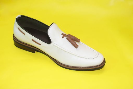 Giày Tây Nam Loafer Màu Trắng Da Bò Thật. Mã Số: T371 - Hình ảnh 3