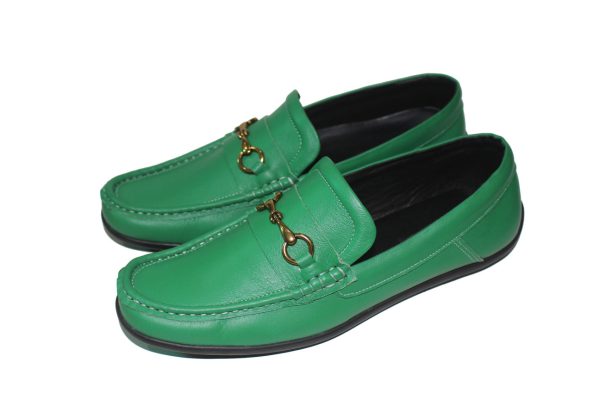 Giày lười nam da bò thật màu xanh lá. Mã số: M183