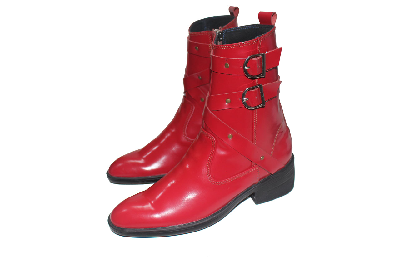 Giày Boots Nam Màu Đỏ Da Bò Thật . Mã số: B349